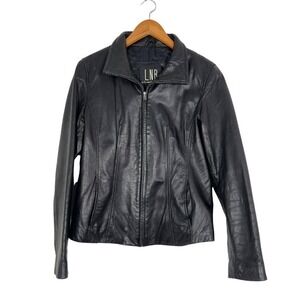 La Nouvelle Renaissance Black Genuine Leather Jacket Size L Y2K 90s‎ Minimalist